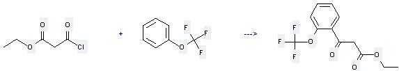Benzenepropanoic acid, β-oxo-2-(trifluoromethoxy)-, ethyl ester can be prepared by chlorocarbonyl-acetic acid ethyl ester and phenyl-trifluoromethyl ether at the temperature of -75 °C
